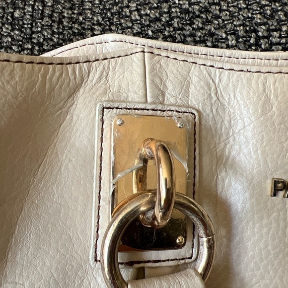 Paul Frank Ivory Pebbled Leather Satchel Handbag - Picture 2 of 14